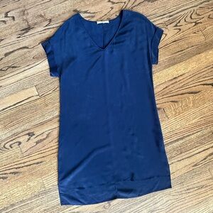 Lavender Brown Navy Silk Shift Dress